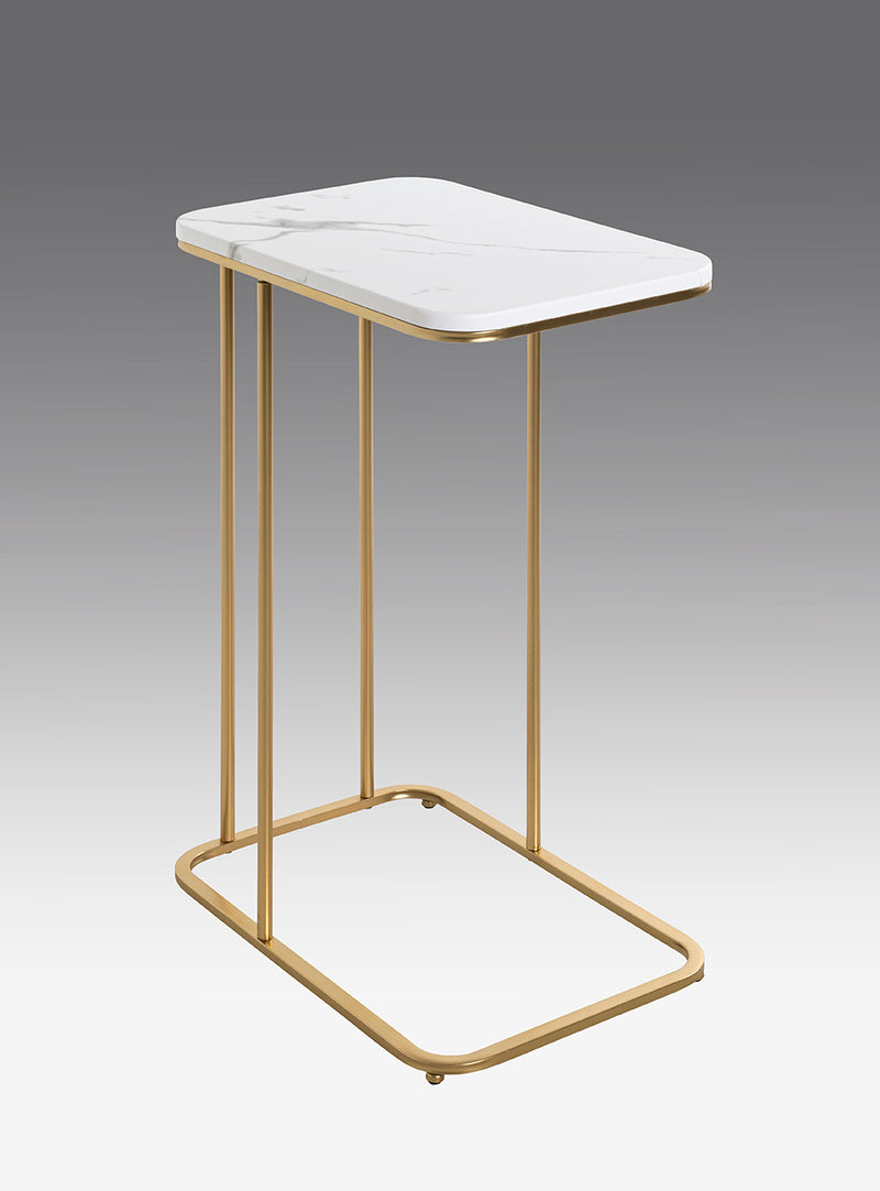 Beistelltisch Gold mit Marmoroptik-Ablage, Stahlrohrgestell – Ansicht 8