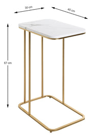 Beistelltisch Gold mit Marmoroptik-Ablage, Stahlrohrgestell – Ansicht 10