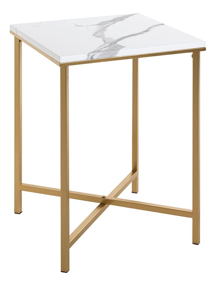 Haku Beistelltisch Gold mit Marmor-Dekor, Stahlrohr-Gestell