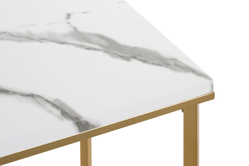 Haku Beistelltisch Gold mit Marmor-Dekor, Stahlrohr-Gestell