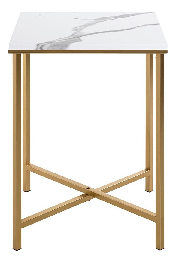 Haku Beistelltisch Gold mit Marmor-Dekor, Stahlrohr-Gestell