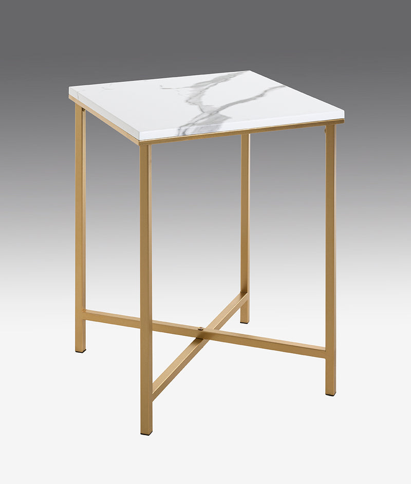 Haku Beistelltisch Gold mit Marmor-Dekor, Stahlrohr-Gestell