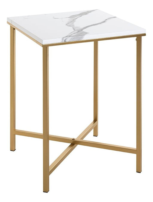 Beistelltisch Gold mit Marmor-Dekor, Stahlrohr-Gestell – Ansicht 1