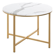 Beistelltisch rund, Marmoroptik & Goldgestell im Art-Deco-Stil – Ansicht 1
