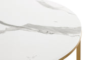 Beistelltisch rund, Marmoroptik & Goldgestell im Art-Deco-Stil – Ansicht 3