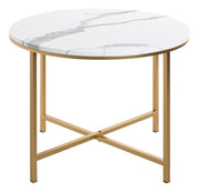 Beistelltisch rund, Marmoroptik & Goldgestell im Art-Deco-Stil – Ansicht 4