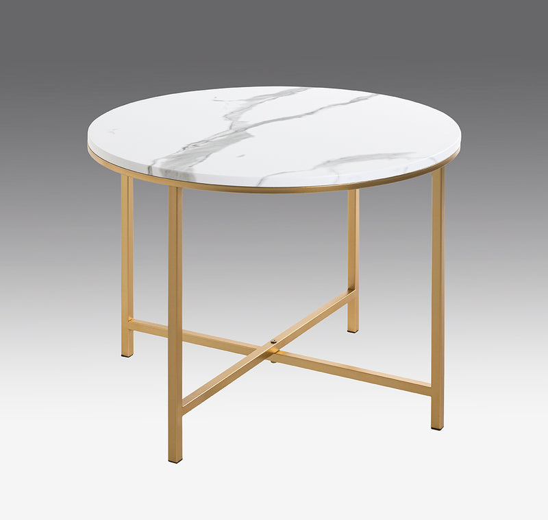 Beistelltisch rund, Marmoroptik & Goldgestell im Art-Deco-Stil – Ansicht 5