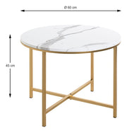 Beistelltisch rund, Marmoroptik & Goldgestell im Art-Deco-Stil – Ansicht 6