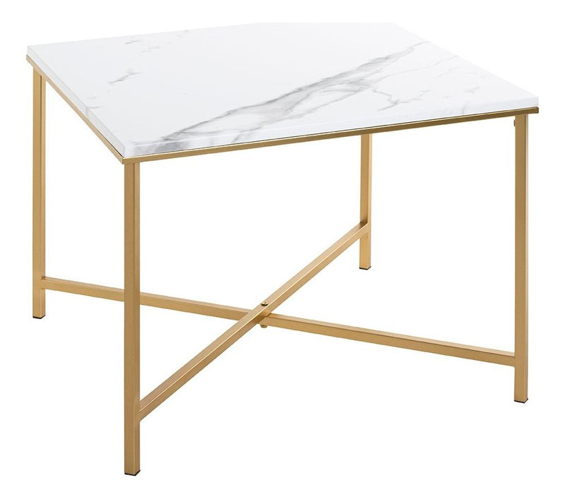 Haku Beistelltisch im Art-Deco-Stil, gold mit Marmoroptik-Ablage