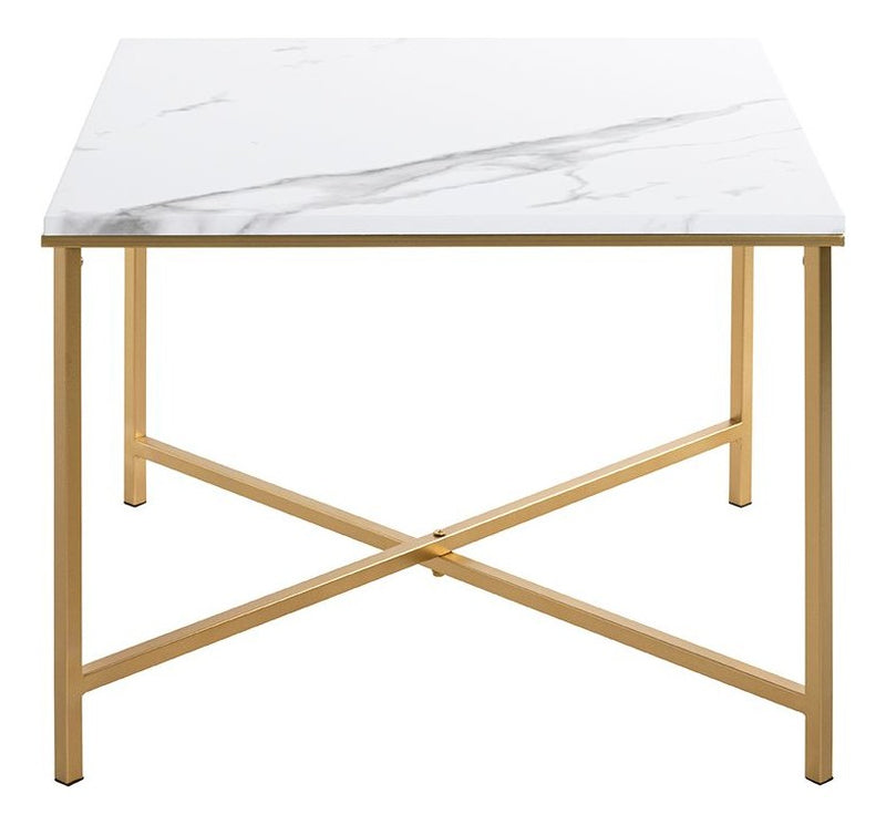 Haku Beistelltisch im Art-Deco-Stil, gold mit Marmoroptik-Ablage