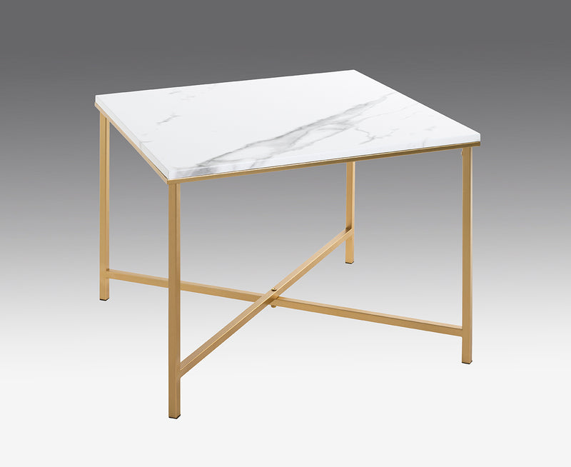 Haku Beistelltisch im Art-Deco-Stil, gold mit Marmoroptik-Ablage
