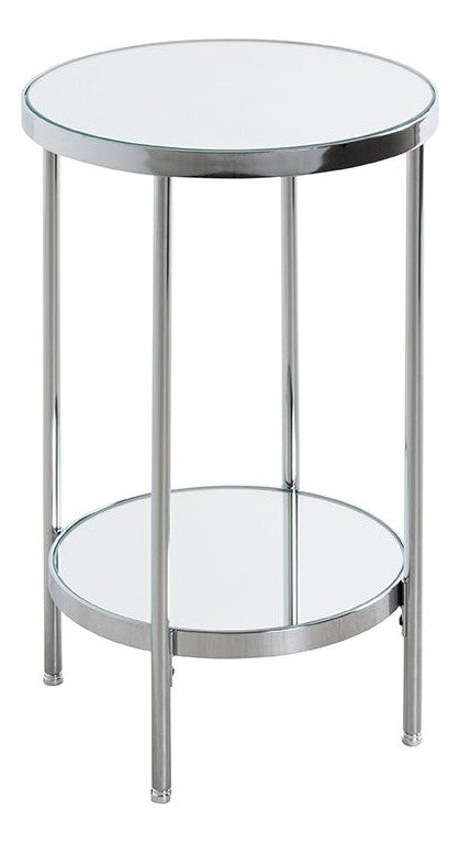Haku Beistelltisch rund, Chrom-Gestell mit Spiegelglas-Ablage