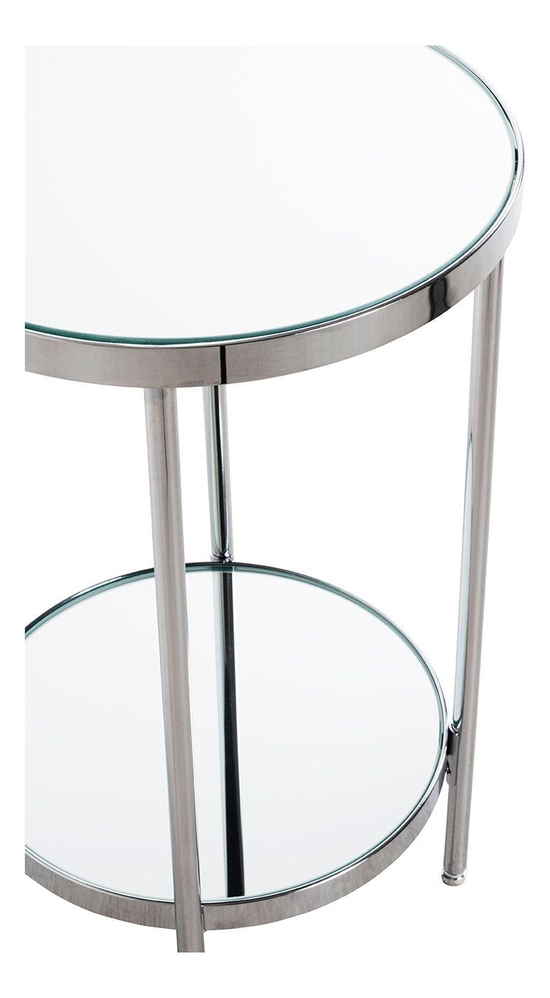 Haku Beistelltisch rund, Chrom-Gestell mit Spiegelglas-Ablage