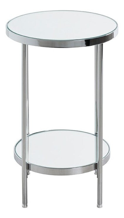 Haku Beistelltisch rund, Chrom-Gestell mit Spiegelglas-Ablage