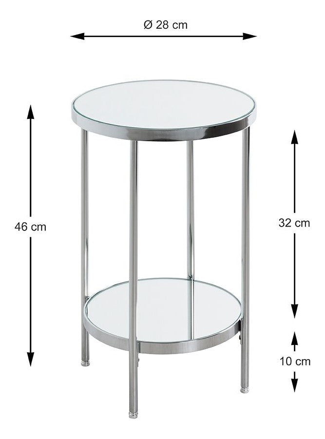 Haku Beistelltisch rund, Chrom-Gestell mit Spiegelglas-Ablage