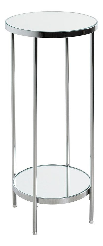 Haku Blumensäule Chrom mit Spiegelglas-Ablagen im Art-Deco-Stil