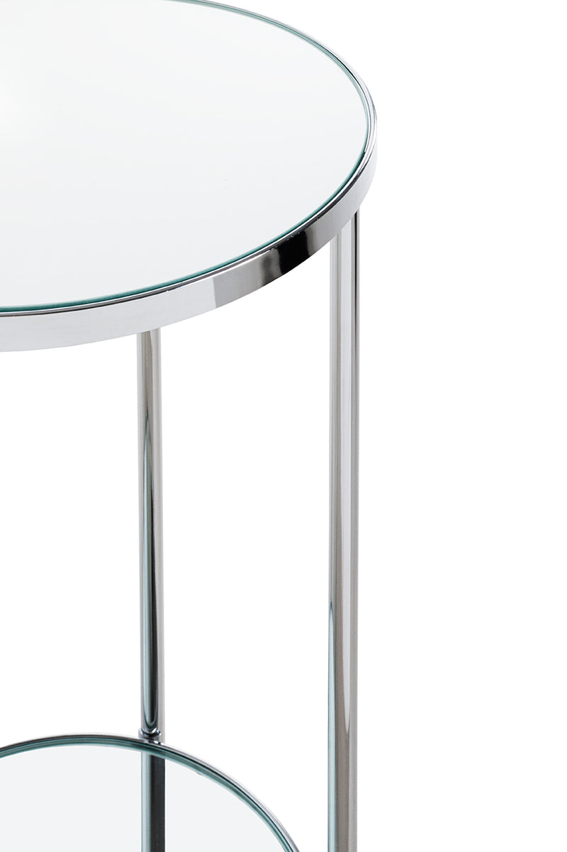 Haku Blumensäule Chrom mit Spiegelglas-Ablagen im Art-Deco-Stil