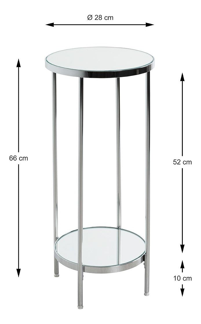 Haku Blumensäule Chrom mit Spiegelglas-Ablagen im Art-Deco-Stil