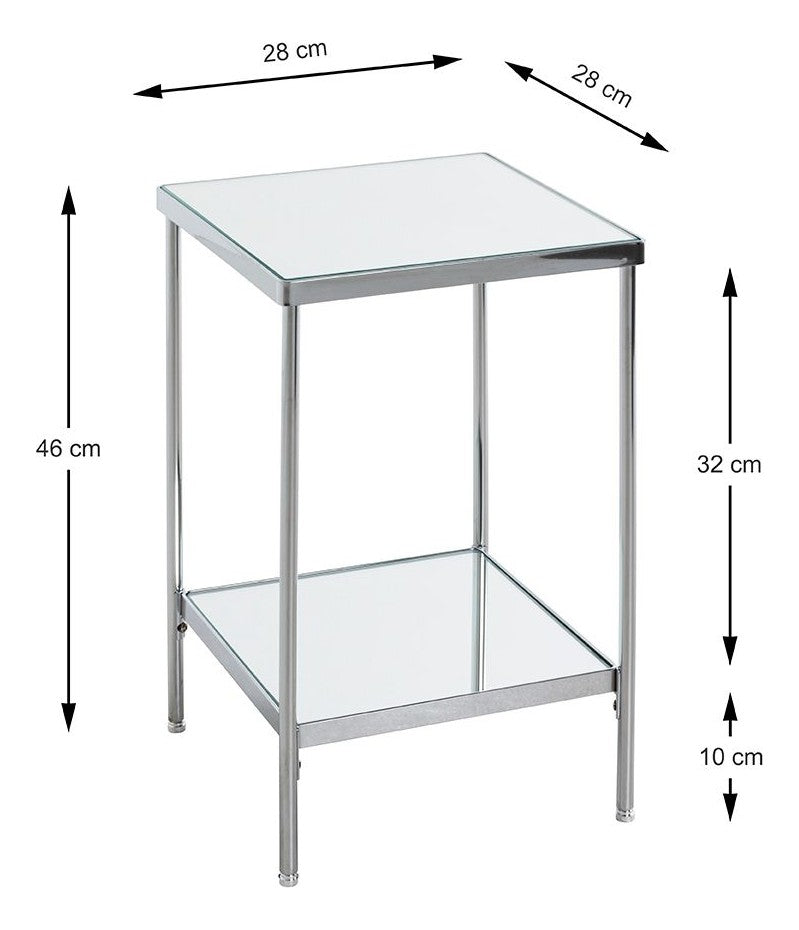 Haku Beistelltisch Art Deco, verchromtes Gestell mit Spiegelglas