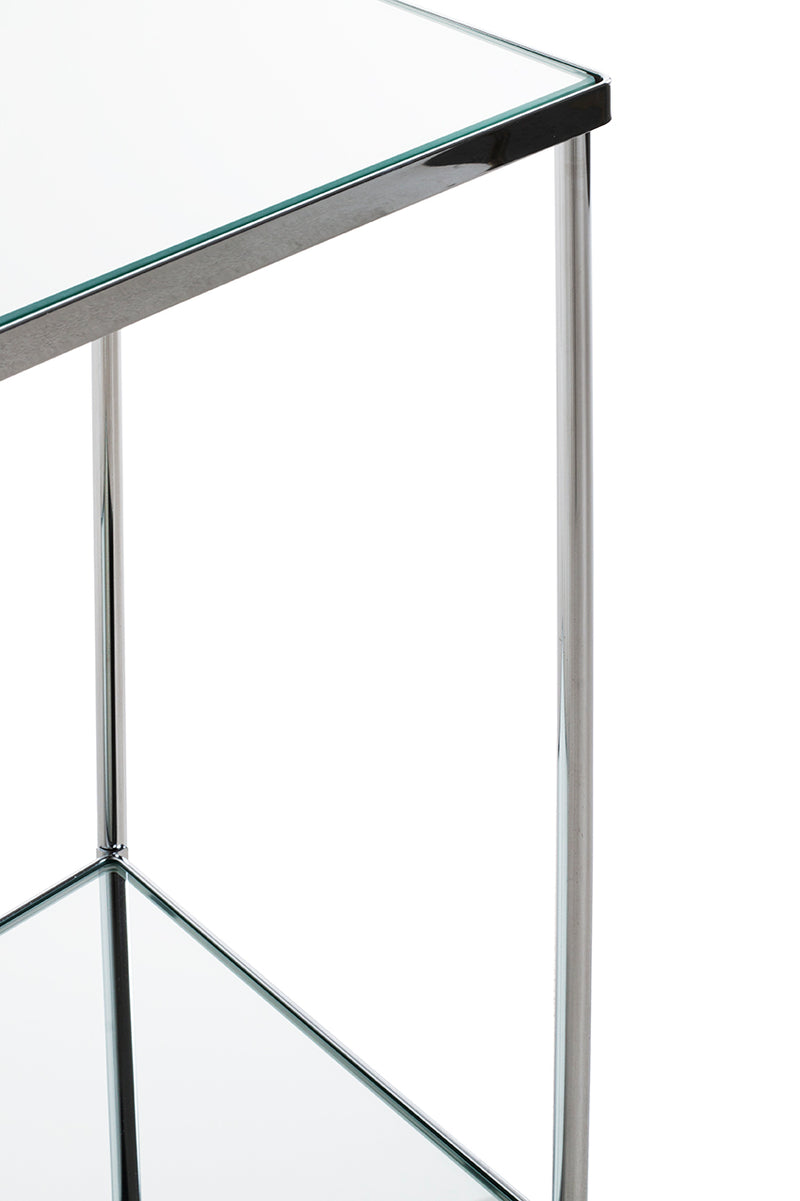 Haku Blumensäule in Chrom-Optik mit Spiegelglas-Ablagen, Art Deco