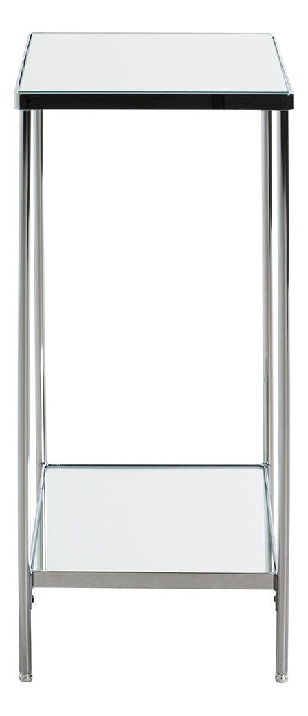 Haku Blumensäule in Chrom-Optik mit Spiegelglas-Ablagen, Art Deco