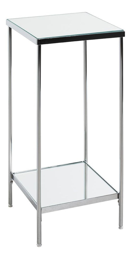 Blumensäule in Chrom-Optik mit Spiegelglas-Ablagen, Art Deco – Ansicht 1