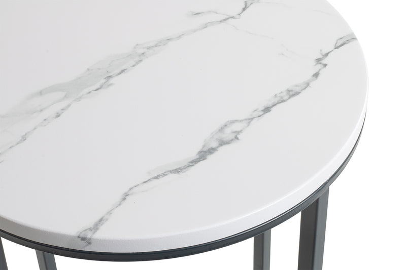 Haku Beistelltisch rund, Ablage Marmoroptik, Gestell Anthrazit X-Form