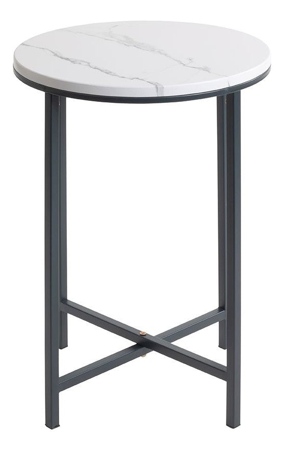 Haku Beistelltisch rund, Ablage Marmoroptik, Gestell Anthrazit X-Form