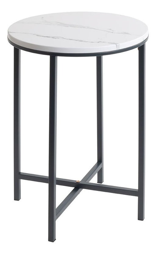 Beistelltisch rund, Ablage Marmoroptik, Gestell Anthrazit X-Form – Ansicht 1