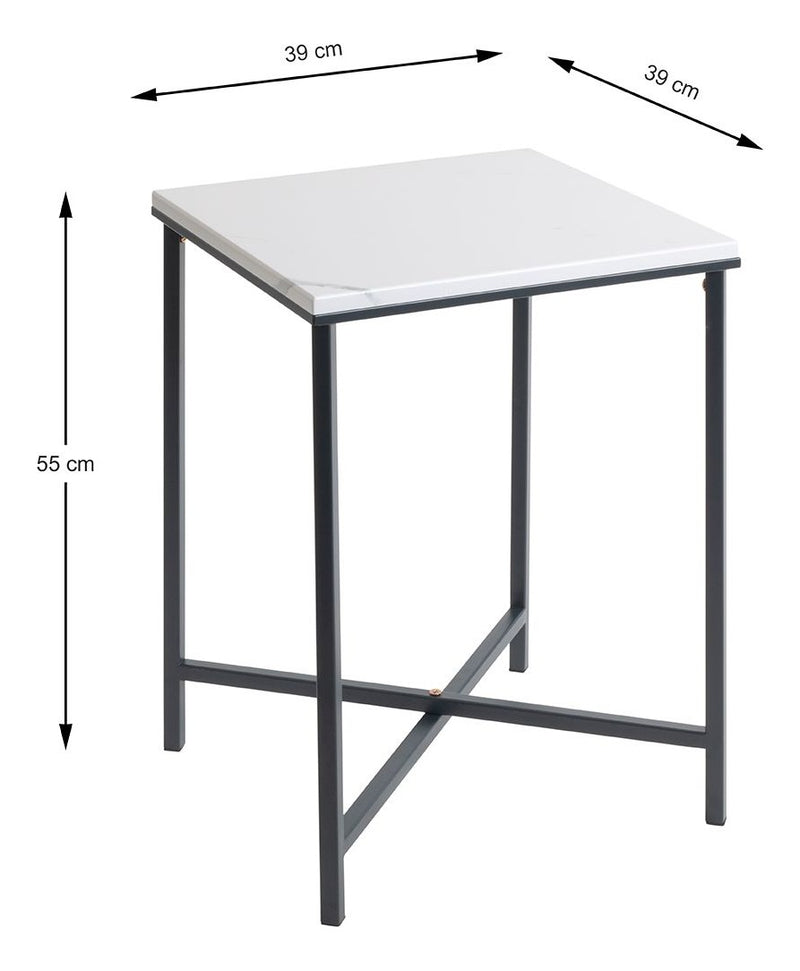 Beistelltisch Anthrazit mit Marmoroptik, X-Gestell aus Stahlrohr – Ansicht 7