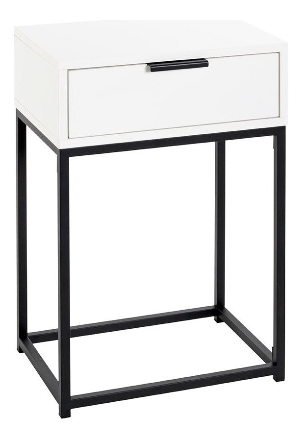 Haku Nachttisch mit Schublade, schwarz-weiß im Stahlrohr-Design