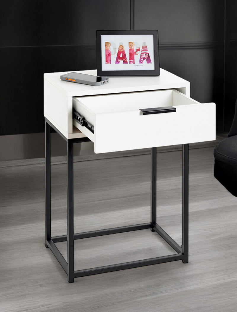 Haku Nachttisch mit Schublade, schwarz-weiß im Stahlrohr-Design