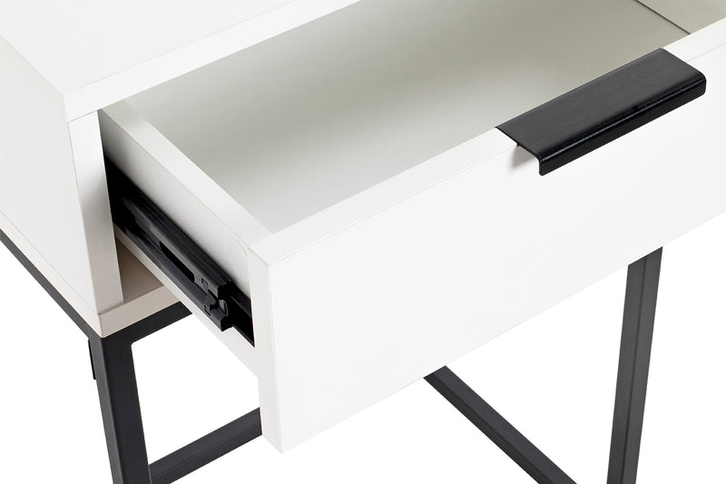 Haku Nachttisch mit Schublade, schwarz-weiß im Stahlrohr-Design
