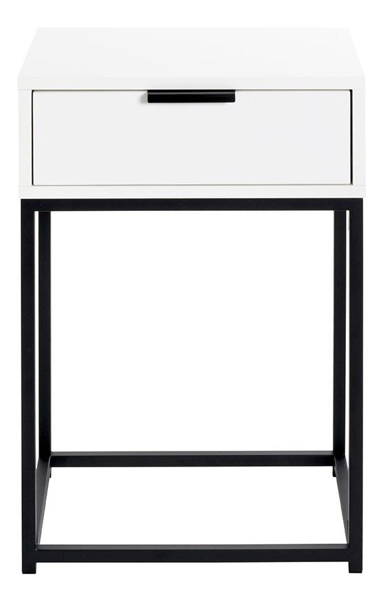 Haku Nachttisch mit Schublade, schwarz-weiß im Stahlrohr-Design