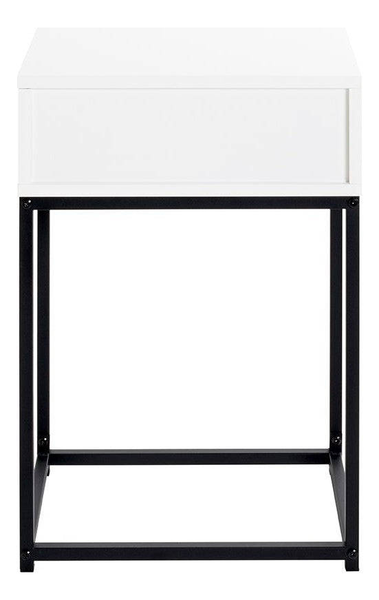 Haku Nachttisch mit Schublade, schwarz-weiß im Stahlrohr-Design