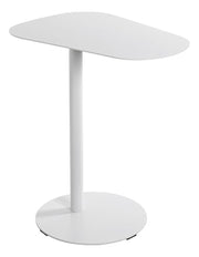 Beistelltisch oval mit C-Form-Fuß, Metall weiß pulverbeschichtet – Ansicht 1