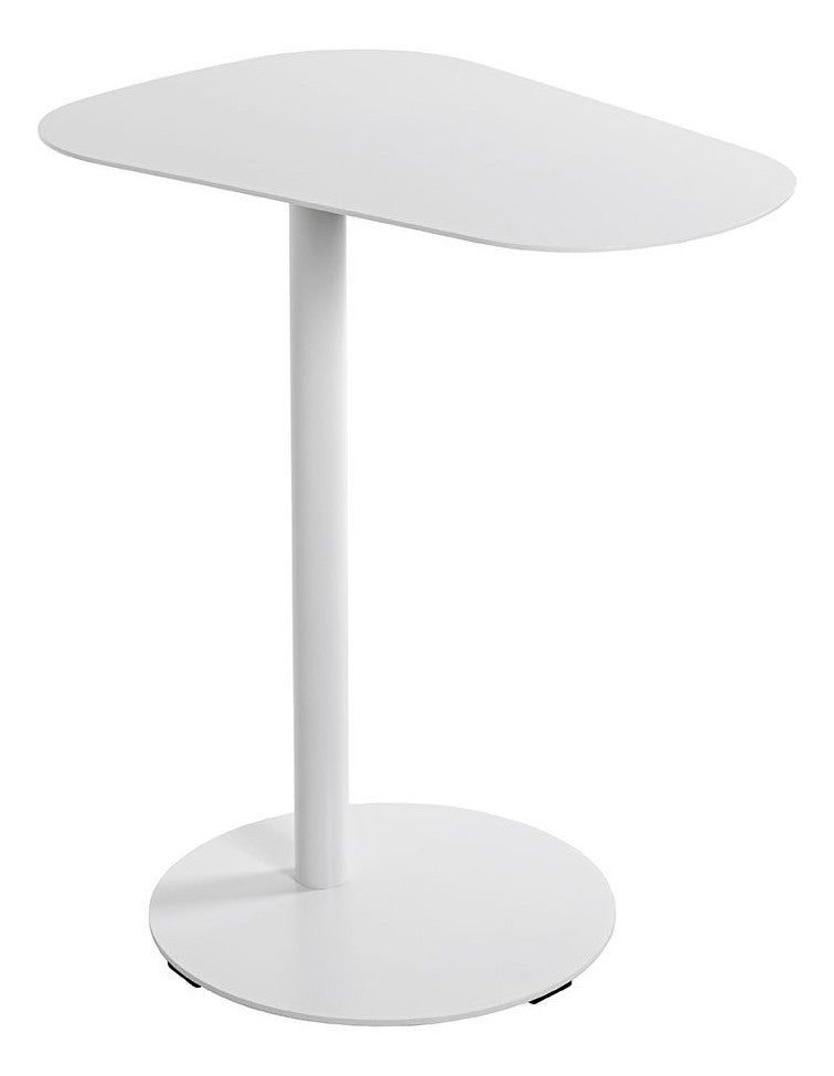 Beistelltisch oval mit C-Form-Fuß, Metall weiß pulverbeschichtet – Ansicht 1