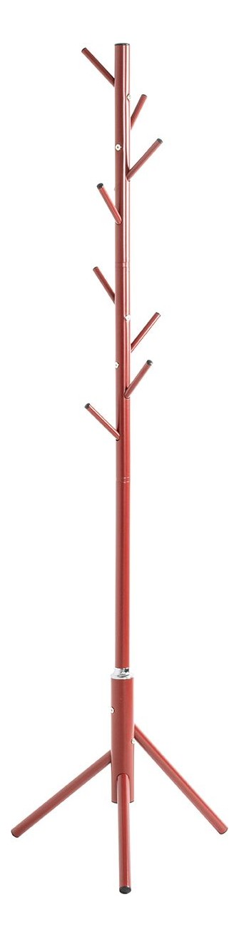 Haku Garderobenständer aus Stahlrohr, rot lackiert, mit 8 Haken