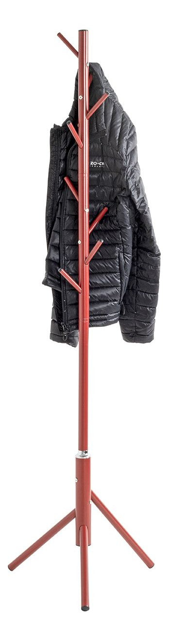 Haku Garderobenständer aus Stahlrohr, rot lackiert, mit 8 Haken