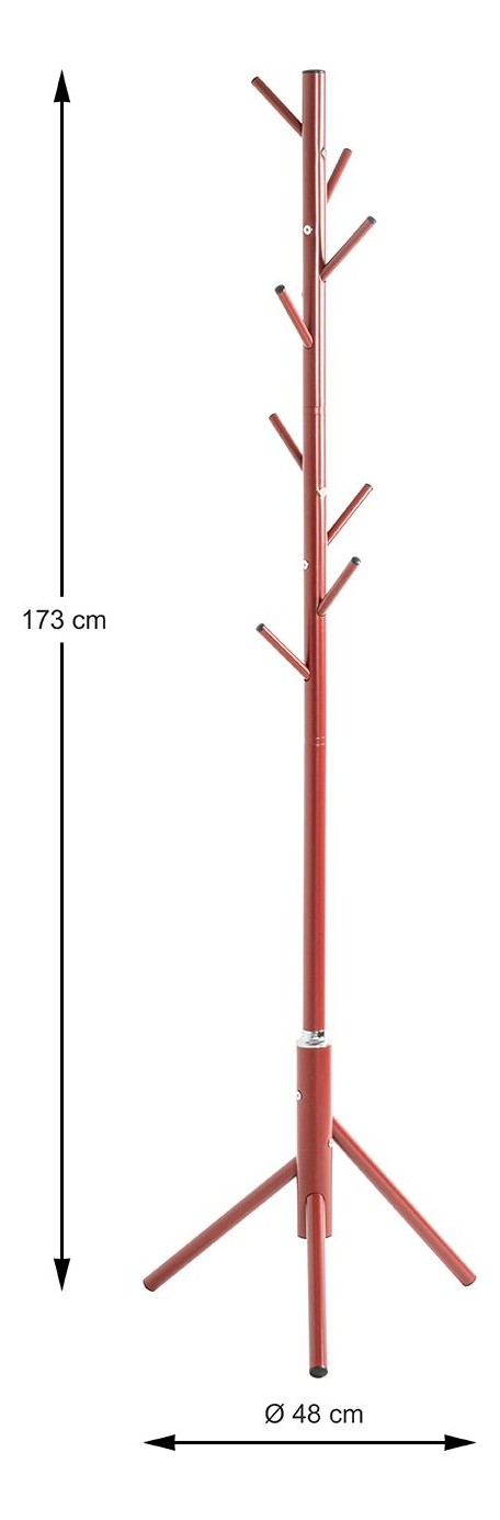 Haku Garderobenständer aus Stahlrohr, rot lackiert, mit 8 Haken