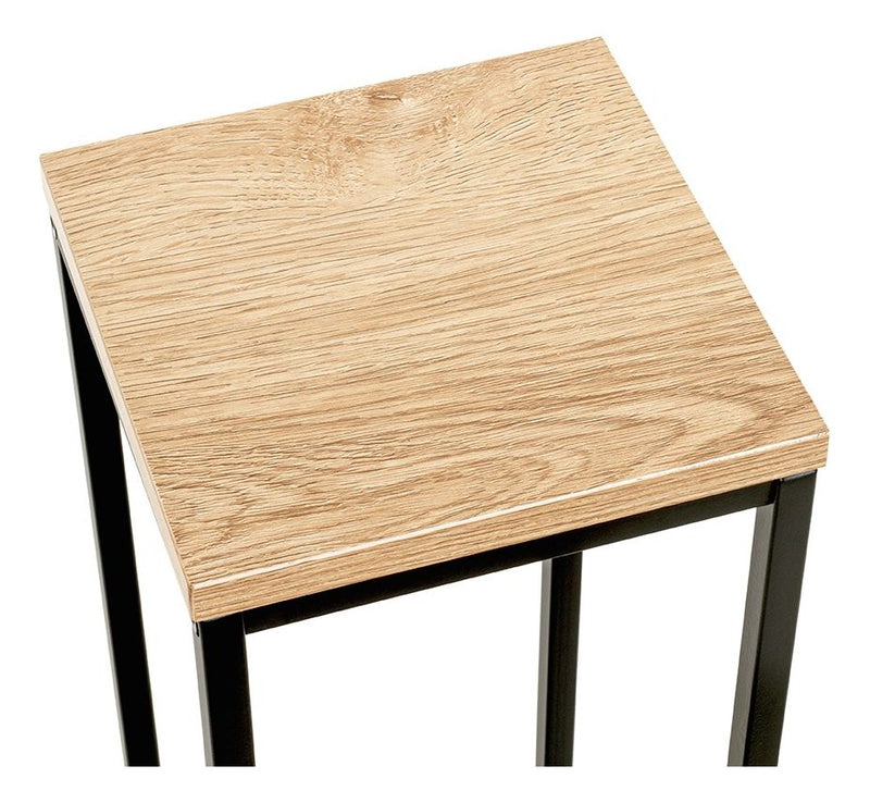 Haku Blumensäule aus Stahlrohr mit quadratischer Ablage in Eiche-Dekor