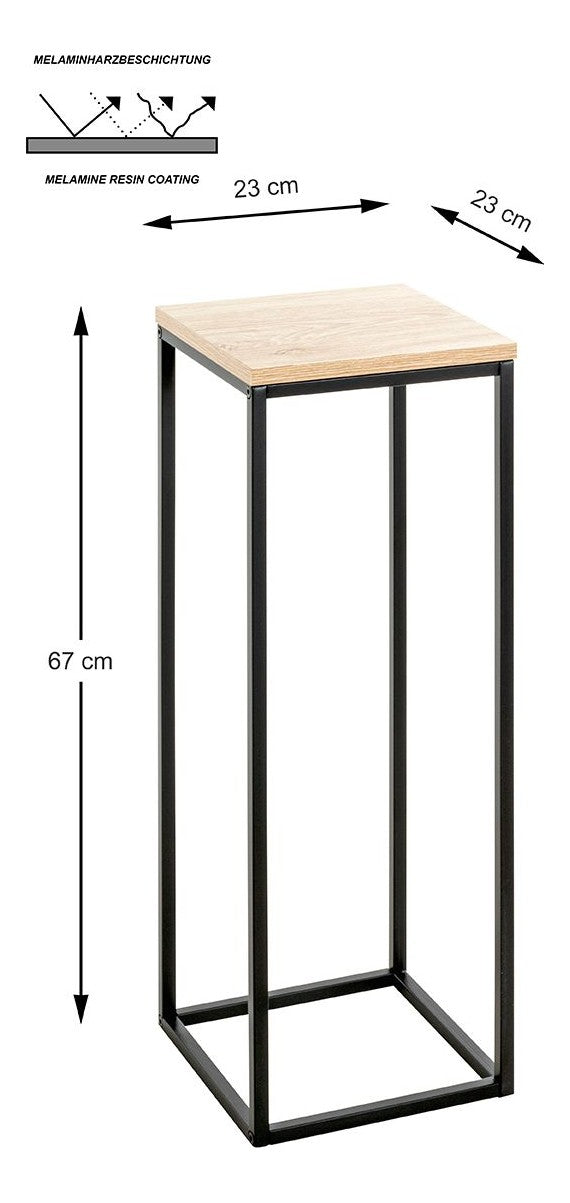 Haku Blumensäule Eiche-Dekor mit Gestell aus Stahlrohr schwarz