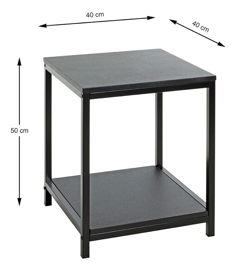 Haku Beistelltisch schwarz, Gestell Stahlrohr, Ablagen MDF