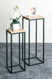 Blumensäule im 2er-Set, Eiche-Dekor mit schwarzem Stahlrohrgestell – Ansicht 12