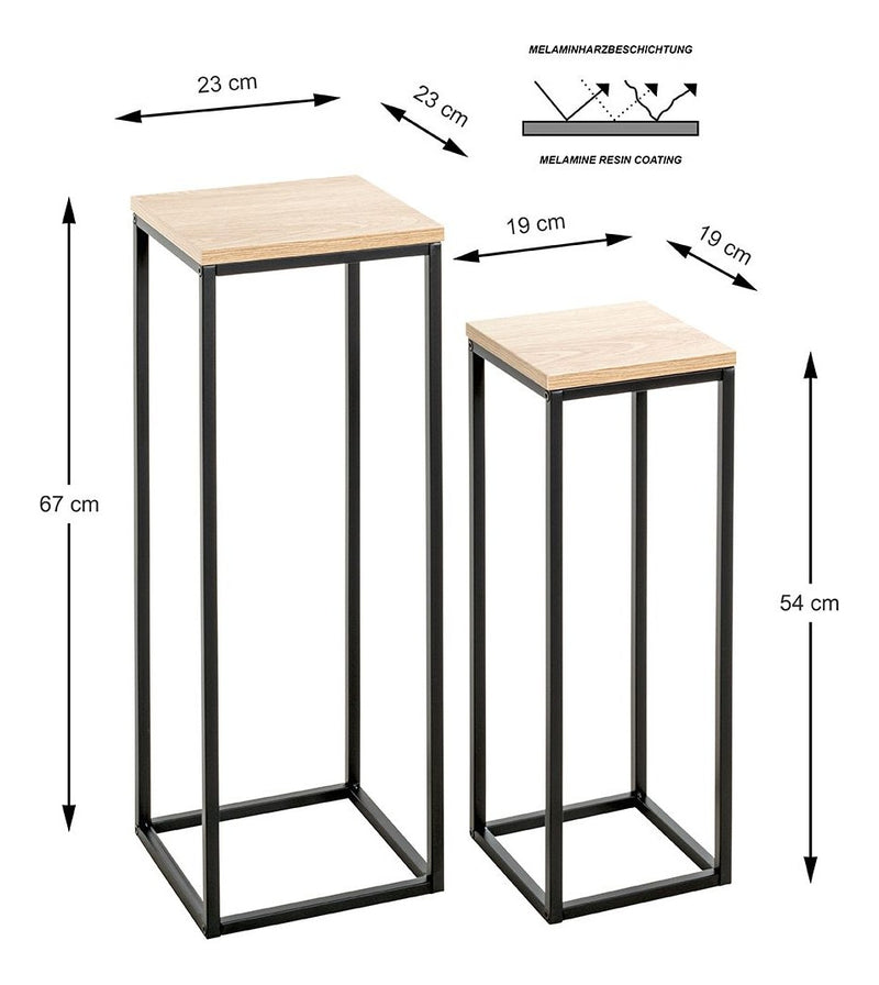 Blumensäule im 2er-Set, Eiche-Dekor mit schwarzem Stahlrohrgestell – Ansicht 13
