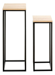 Blumensäule im 2er-Set, Eiche-Dekor mit schwarzem Stahlrohrgestell – Ansicht 9