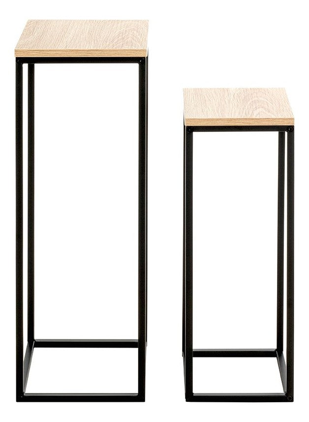 Blumensäule im 2er-Set, Eiche-Dekor mit schwarzem Stahlrohrgestell – Ansicht 10