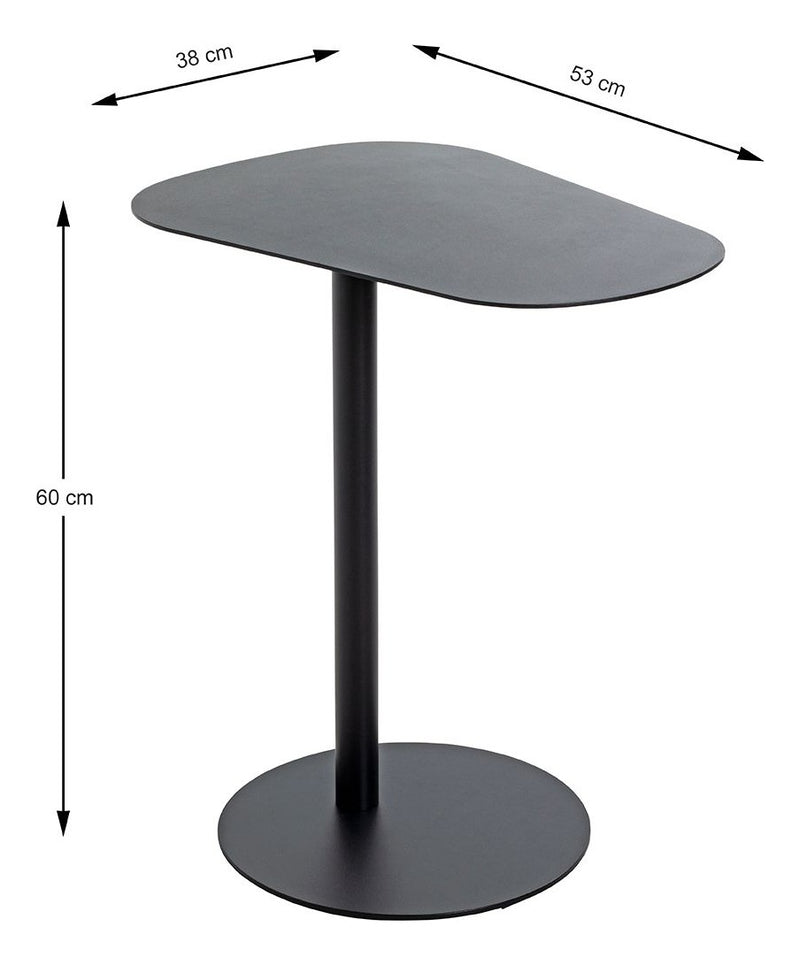 Haku Beistelltisch oval aus Stahlrohr, schwarz pulverbeschichtet