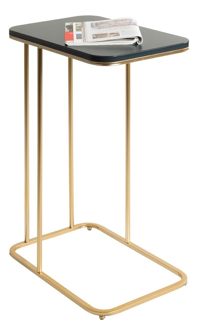 Haku Beistelltisch mit C-Form-Gestell aus Stahlrohr, gold-anthrazit