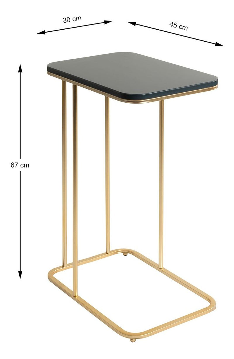 Haku Beistelltisch mit C-Form-Gestell aus Stahlrohr, gold-anthrazit